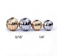 Fluted Hollow Metal Bead - 1/4''